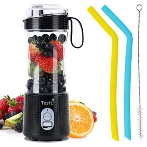 TastLi Portable Blender, Personal Size Blender for Shakes and Smoothies, Mini Travel Electric Fruit Juicer Cup Ice Mixer Smoothie Blender, with Powerful Motor, 6 Blades and USB Rechargeable 4000mAh (Black)