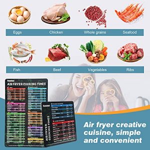 Air Fryer Accessories Cook Times, Nanateer Air Fryer Magnetic Cheat Sheet Set, Airfryer Accessory Magnet Sheet Quick Reference Guide for Cooking and Frying (Black)