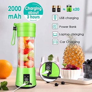 Portable Blender, Personal Blender with USB Rechargeable Mini Fruit Juice Mixer, Personal Size Blender for Smoothies and Shakes Mini Juicer Cup Travel 380ML