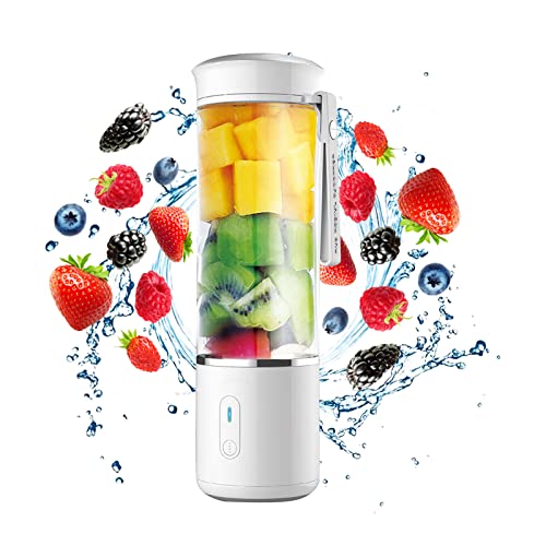 Portable Blender, Personal Size Travel Blender Smoothies and Shakes Mini Blender for Fruit Juice Milk Shakes Six 3D Blades for Great Mixing Handheld Blender Sports Gym (White)