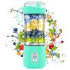 Portable Blender, Personal Size Blender for Smoothies, Juice and Shakes, Mini Blender with Powerful Motor, 4000mAh Rechargeable Battery Six Blades, for Home, Travel, Office (Mint Blue)