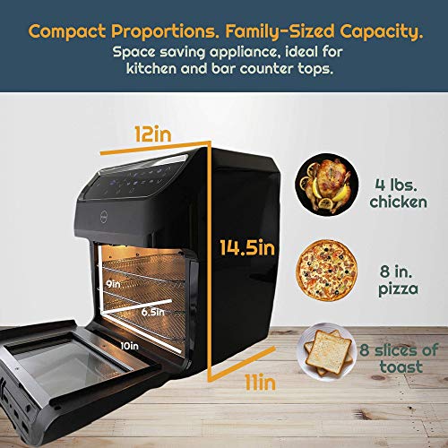 iCucina Digital Air Fryer, 10 Qt Air Fryer Oven with 8 Cooking Presets and Air Fryer Accessories, Chicken Rotisserie, Rotating Mesh Basket