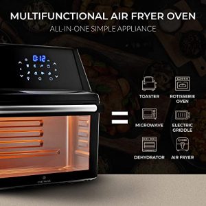ChefWave Air Fryer Oven Toaster Oven Air Fryer Combo - 16 Quart Rotisserie, Dehydrator - Deluxe Countertop Cooker with 10 Skewers, Baking Steak and Fish Cage, Rack, Trays, Cooking Accessories