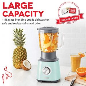 Dash Quest Countertop Blender 1.5L with Stainless Steel Blades for Coffee Drinks, Deserts, Frozen Cocktails, Purées, Shakes, Soups, Smoothies & More - Aqua