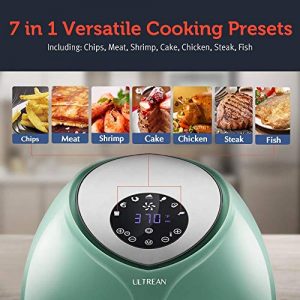 Ultrean Large Air Fryer 8.5 Quart, Electric Hot Air Fryers XL Oven Oilless Cooker with 7 Presets, LCD Digital Touch Screen and Nonstick Detachable Basket, UL Certified, Cook Book, 1-Year Warranty, 1700W (Blue)