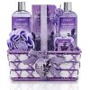 Mothers Day Gifts, Bath and Body Gift Basket For Women and Men, Honey Lavender Home Spa Set with Essential Oil Diffuser, Soap Flowers, Bath Salts, Bubble Bath and More - 13 Piece Set, Presents for Mom