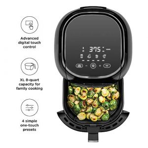 Chefman TurboFry Touch 8 Quart Air Fryer w/ XL Viewing Window & Advanced Digital Display, Fry with Less Oil for Healthy Food, Adjustable Temperature Control, Cooking Presets & Dishwasher-Safe Basket