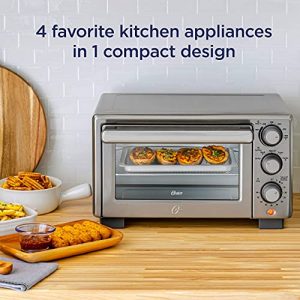 Oster Compact Countertop Oven With Air Fryer, Stainless Steel (Renewed)