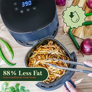 BELLA 2.9QT Touchscreen Air Fryer, No Pre-Heat Needed, No-Oil Frying, Fast Healthy Evenly Cooked Meal Every Time, Dishwasher Safe Non Stick Pan and Crisping Tray for Easy Clean Up, Matte Blue