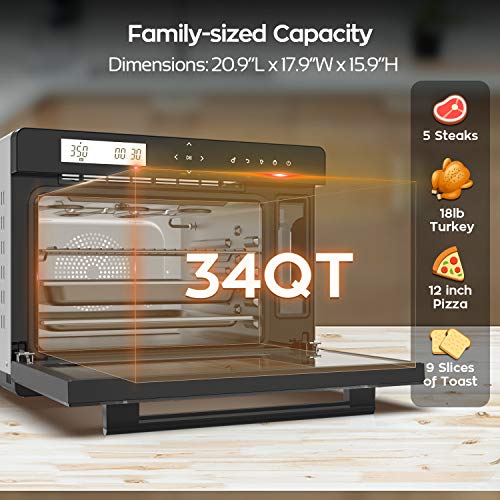 F.BLUMLEIN Steam Convection Oven Countertop 34 Qt - 10 Modes with 24 Item Preset Menu and 10 DIY Recipe Slots - Extra Large Size for Entire Family