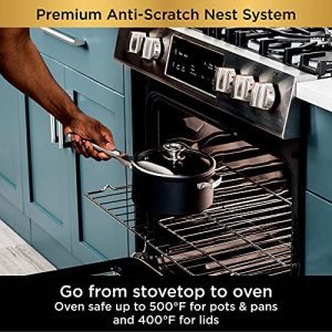 Ninja C56000 Foodi NeverStick Premium 6-Piece Saucepan Set with Glass Lids, Anti-Scratch Nest System, Hard-Anodized, Nonstick, Durable & Oven Safe to 500°F, Slate Grey