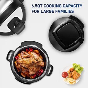 6.5Qt Pressure Cooker and Air Fryer Combos, 21-in-1 Programmable Pressure Pot with Detachable Pressure & Crisp Lid, LED Digital Touchscreen, 3Qt Air Fry Basket,Free Recipe Book, 1500W