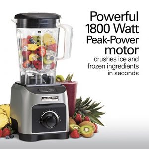 Hamilton Beach Professional 1800W Blender with 64oz BPA Free Jar, Variable Speed Dial for Puree, Ice Crush, Shakes and Smoothies, Silver (58800)