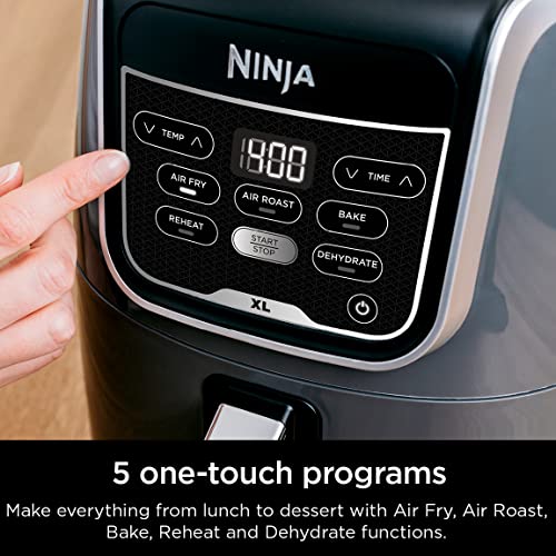 Ninja AF150AMZ Air Fryer XL, 5.5 Qt. Capacity that can Air Fry, Air Roast, Bake, Reheat & Dehydrate, with Dishwasher Safe, Nonstick Basket & Crisper Plate and a Chef-Inspired Recipe Guide, Grey