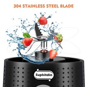 Portable Blender, Personal Size Blender for Smoothies, Juice and Shakes, Mini Blender with Powerful Motor 4000mAh Rechargeable Battery, Six Blades, for Home, Travel, Office (Black)