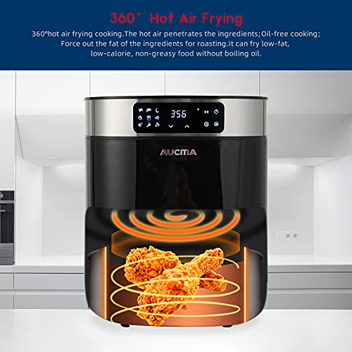 Aucma Air Fryer, 5.8QT Hot Air Fryers Oven, XL Electric Air Fryers Oven Cooker with 9 Cooking Preset, Digital Touch Screen Preheat & Nonstick Basket (Black)