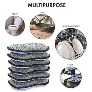 Multi-Purpose Scrub Sponges for Kitchen by Scrub- it - Non-Scratch Microfiber Sponge Along with Heavy Duty Scouring Power - Effortless Cleaning of Dishes, Pots and Pans All at Once (6 Pack , Small)