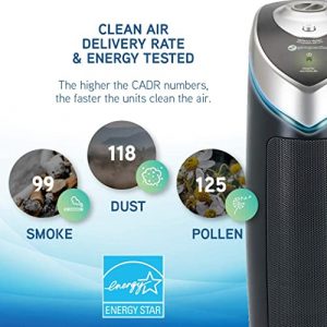 Germ Guardian AC4825 22” 3-in-1 True HEPA Filter Air Purifier for Home, Full Room, UV-C Light Kills Germs, Filters Allergies, Smoke, Dust, Pet Dander, Odors, 3-Yr Wty, GermGuardian, Grey