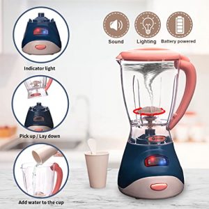 TAKIHON Kitchen Appliances Toy,Pretend Play Kitchen Set with Realistic Sound and Light,Coffee Maker Machine,Blender,Mixer Play Kitchen Accessories for Kids,Toddlers,Boys,Girls