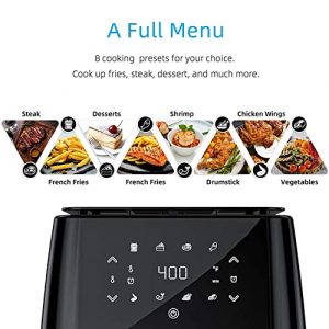 Air Fryer with LED Digital Touchscreen, Air Fryers 7 Quart 1700W 8-in-1 Presets Air Fryer for Roasting, Baking, Grilling - Black