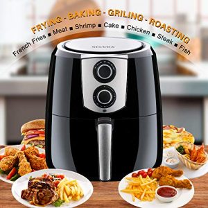 Secura Air Fryer XL 5.5 Quart 1800-Watt Electric Hot Air Fryers Extra Large Oven Nonstick Cooker for Healthy Oil-free Low Fat Cooking with Automatic Timer and Temperature Control, Bonus Food Divider