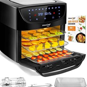 WowChef Air Fryer Oven Large 20 Quart, 10-in-1 Digital Rotisserie Dehydrator Fryers Combo with Racks, XL Capacity Countertop Airfryer Toaster for Family, 9 Accessories with Cookbook, ETL Certified