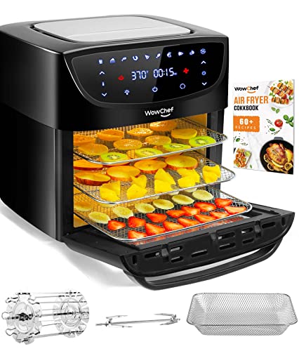 WowChef Air Fryer Oven Large 20 Quart, 10-in-1 Digital Rotisserie Dehydrator Fryers Combo with Racks, XL Capacity Countertop Airfryer Toaster for Family, 9 Accessories with Cookbook, ETL Certified