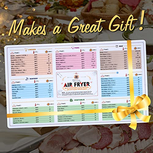 Air Fryer Magnetic Cheat Sheet Cookbook Cooker Accessories Magnet Cooking Times Chart Quick Reference Guide for 66 Common Prep Functions