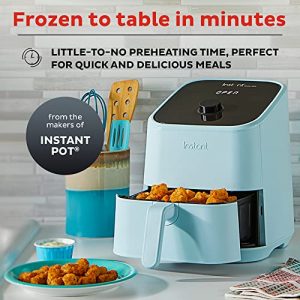Instant Vortex 2QT 4-in-1 Air Fryer Oven Combo, (Free App With 90 Recipes), Customizable Smart Cooking Programs, Roast, Toast, Crisp, Reheat, Nonstick and Dishwasher-Safe Basket, Aqua