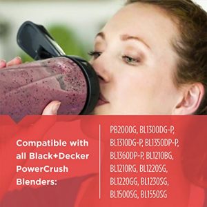 BLACK+DECKER PowerCrush Personal Blender Jar with Travel Lid, Clear, PBJ1650