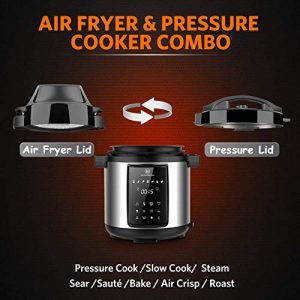 1829 CARL SCHMIDT SOHN 6Qt Pressure Cooker & Air Fryer Combo - All-in-One Multi-Cooker with Pressure & Air Fryer Lid, Steamer Cooker, 1500W Pressure, LED Touchscreen, Air Fryer with 3Qt Air Fry Basket