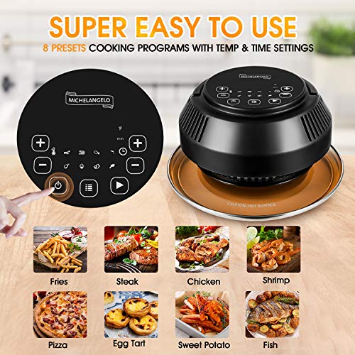 MICHELANGELO Air Fryer Lid for Pressure Cooker 6 Quart & 8 Quart, 8 In 1 Air Fryer Lid for Instant Pot, Pressure Cooker, Turn Your Electric Pressure Cooker into Air Fryer, 8 Presets and 95% Less Oil