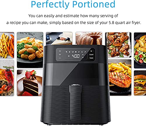5.8 QT, 1700W Air Fryer Stainless Steel Electric Hot Air Fryers Oven, 7 Cooking Presets, Nonstick Basket Oilless Cooker for Roasting/Baking/Grilling