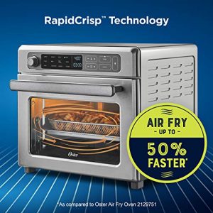 Oster Digital Air Fryer Oven with RapidCrisp, Stainless Steel, 12-Function Countertop Oven with Convection
