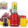 AOBMAXET Smoothie Blender-Personal Blender with Recipe,Coffee Grinder,Protable Cup(18/20 Oz ),2 Stainless Steel Blade Cover,Professional Smoothie Maker for Shake, Spices, Fruit&Bean Coffee, 300W, Red