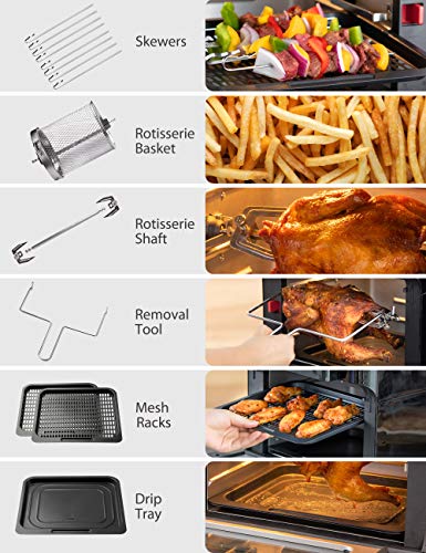 Innsky 10.6 Quart Air Fryer Oven with Rotisserie & Dehydrator, 【Patent & Safety Certs】10-in-1 Air Fryers Toaster Oven Combo, Airfryer Countertop Oven, 6 Accessories, 32+ Recipes, ETL Certified, 1500W