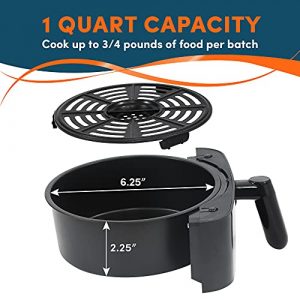Elite Gourmet EAF-3218 Personal 1.1Qt. Compact Space Saving Electric Hot Air Fryer Oil-Less Healthy Cooker, Timer & Temperature Controls, PFOA Free, 1.1 Quart, Black