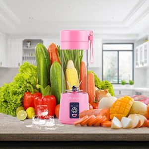 Portable Blender, Personal Size Eletric USB Juicer Cup, Fruit, Smoothie, Baby Food Mixing Machine Magnetic Secure Switch 380ml (Pink)