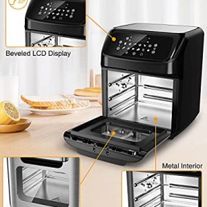 Air Fryer 13 Quart Air fryer Oven with Rotisserie Function, 10 in 1 Electric Hot Oven with 8 Cooking Accessories and Recipe, 1700W Air Fryer Toaster Oven with 9 Presets, Preheat & Defrost Function