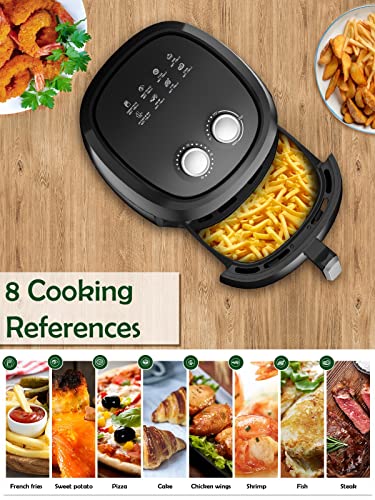 Air Fryer 4.5 QT Airfryer Classic Timer and Temperature Control Easy to Use with 8 Cooking References 1400W Nonstick Basket Auto Shutoff Kitchen Gifts ALLcool Air Fryer Black