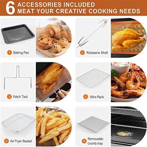 Digital Air Fryer Oven 10-in-1 Countertop Toaster Oven & Air Fryer Combo - Rotisserie, Broiler, Dehydrator, & More | 6 Accessories | 24.3 QT