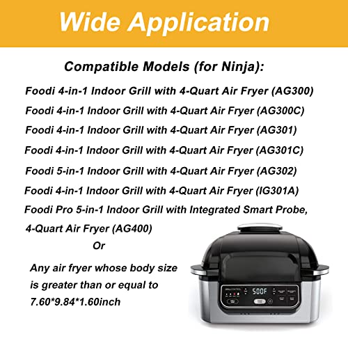 WADEO Grill Griddle Plate for Ninja Foodi Grill and Air Fryer, with 50pcs Air Fryer Liners for Ninja Grill Griddle Models AG300, AG300C, AG301, AG301C, AG302, AG400, IG301A