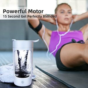 Electric Shaker Bottle, 22Oz Shaker Bottles For Protein Mixes, USB-Rechargeable Protein Shakes, Powerful Battery Blender Bottles For Protein, Coffee, Milkshakes(Blue)