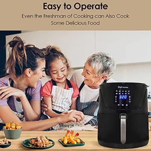 Befrases Air Fryer Oven, 6 Quarts Air Fryer Toaster Oven, Oilless Countertop Oven for Dehydrate, Toast, Bake, Frying, Rotisserie, Pizza Function, Easy to Clean, Black