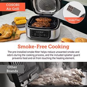 COSORI Indoor Grill & Smart XL Air Fryer Combo Aeroblaze, 8-in-1, 6QT, Grill, Broil, Roast, Bake, Crisp, Dehydrate, Preheat & Shake Remind & Keep Warm, Works with Alexa & Google Assistant, Black