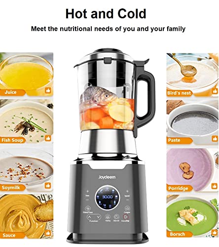 Joydeem Multifunctional Cooking Blender,High-Speed Countertop Blender JD-D16 with stew pot, Soybean milk maker, Hot and Cold, 9 One Touch Programs with 12H Delay Cook, 1200W, 59 Oz, Shakes and Smoothies, Nut Butters, Soups