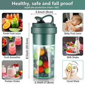 BTOYM Portable Blender, 19oz Personal Hand Blender for Smoothies and Shakes,4400mAh Mini Blender with Rechargeable USB, Six 3D Blades Handheld Juicer Perfect for Home, Travel, Office, Gym (Green)