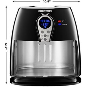 Chefman 2.5 Liter/2.6 Quart Air Fryer with Digital Display Adjustable Temperature Control for the Perfect Result in Frying a Variety of Foods, BPA Free, Cool-to-Touch Exterior