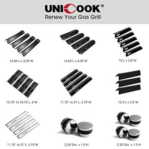 Unicook Universal Replacement Heavy Duty Adjustable Porcelain Steel Heat Plate Shield, Heat Tent, Flavorizer Bar, Burner Cover, Flame Tamer for Gas Grill, Extends from 11.75