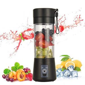 Portable Blender, Personal Size Blender USB Juicer Cup, 13oz Fruit Mixer Machine with 2000mAh Rechargeable batteries, Mini Travel Blender for Shakes and Smoothies, Baby Food, BPA-free (Black)